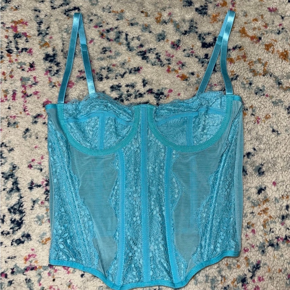 Turquoise Blue Lace Bustier Top